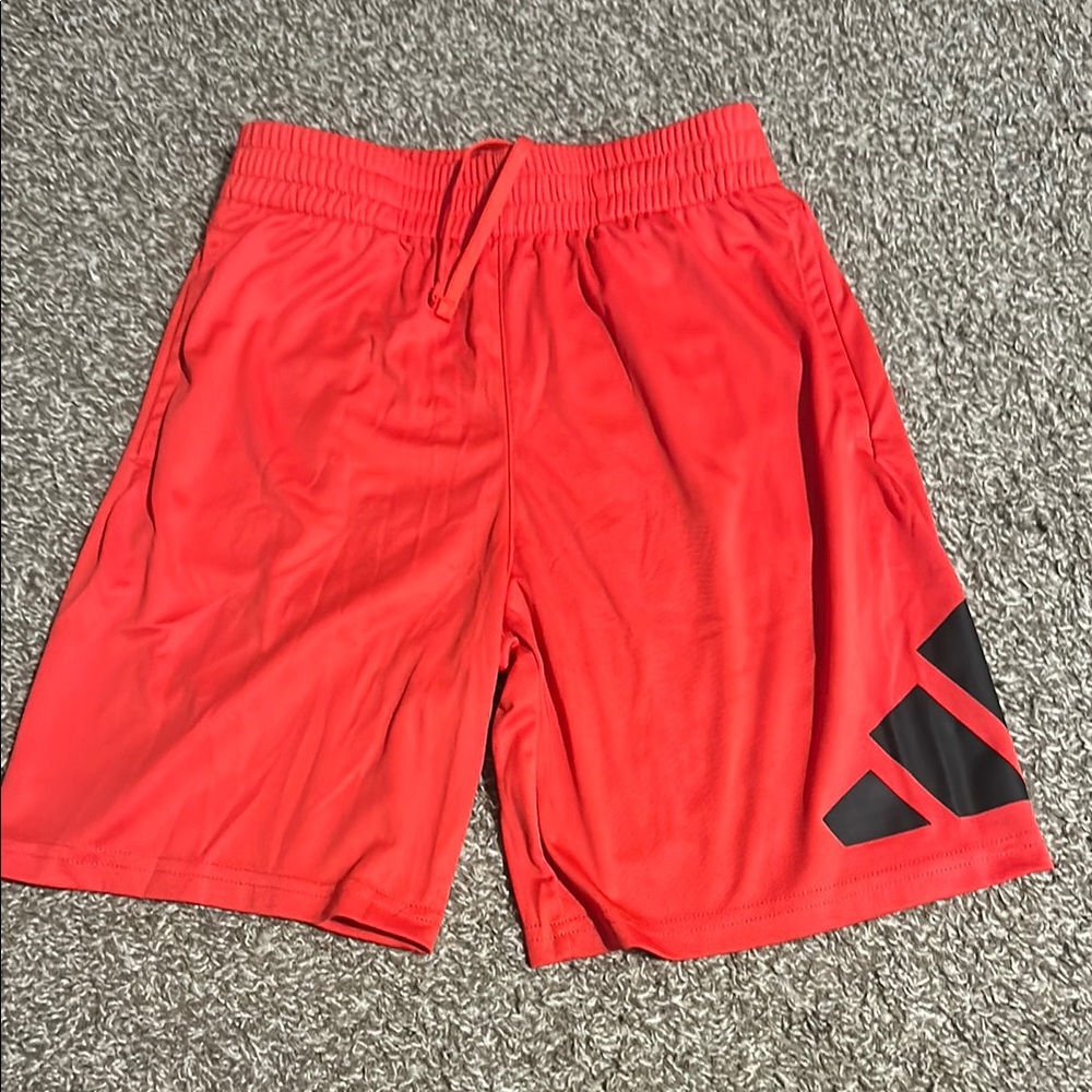 Boys Adidas Red Athletic Shorts